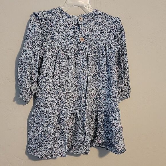 ZARA LIGHT BLUE DAINTY FLORAL LONG-SLEEVE PEASANT DRESS, SIZE 4-5 YEARS - Picture 6 of 9